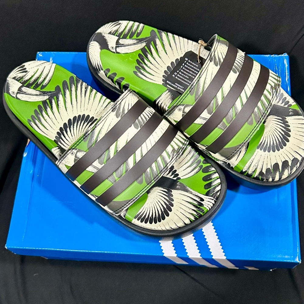 adidas Green and Black Patterned Sandals